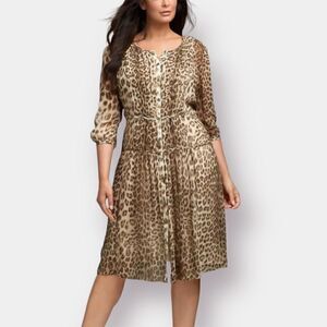 Talbots Silk Leopard Shirt Dress Size 4